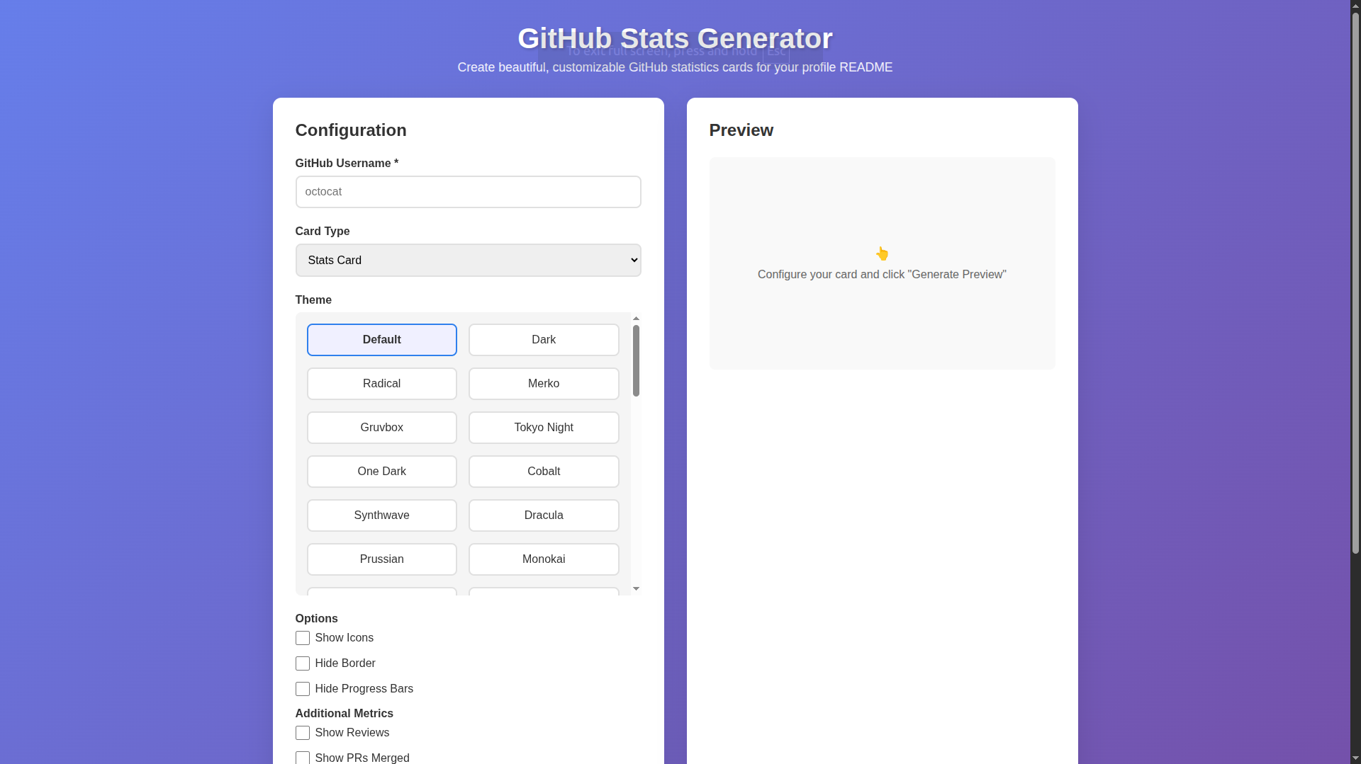 GitHub Stats screenshot